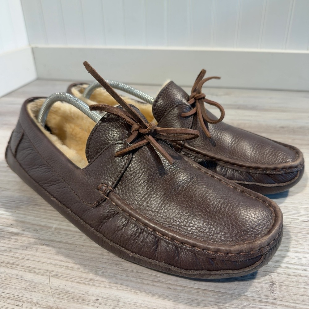 UGG Byron Moccasin Driving Loafer Slippers Men's Sz 12 Brown Leather 5161